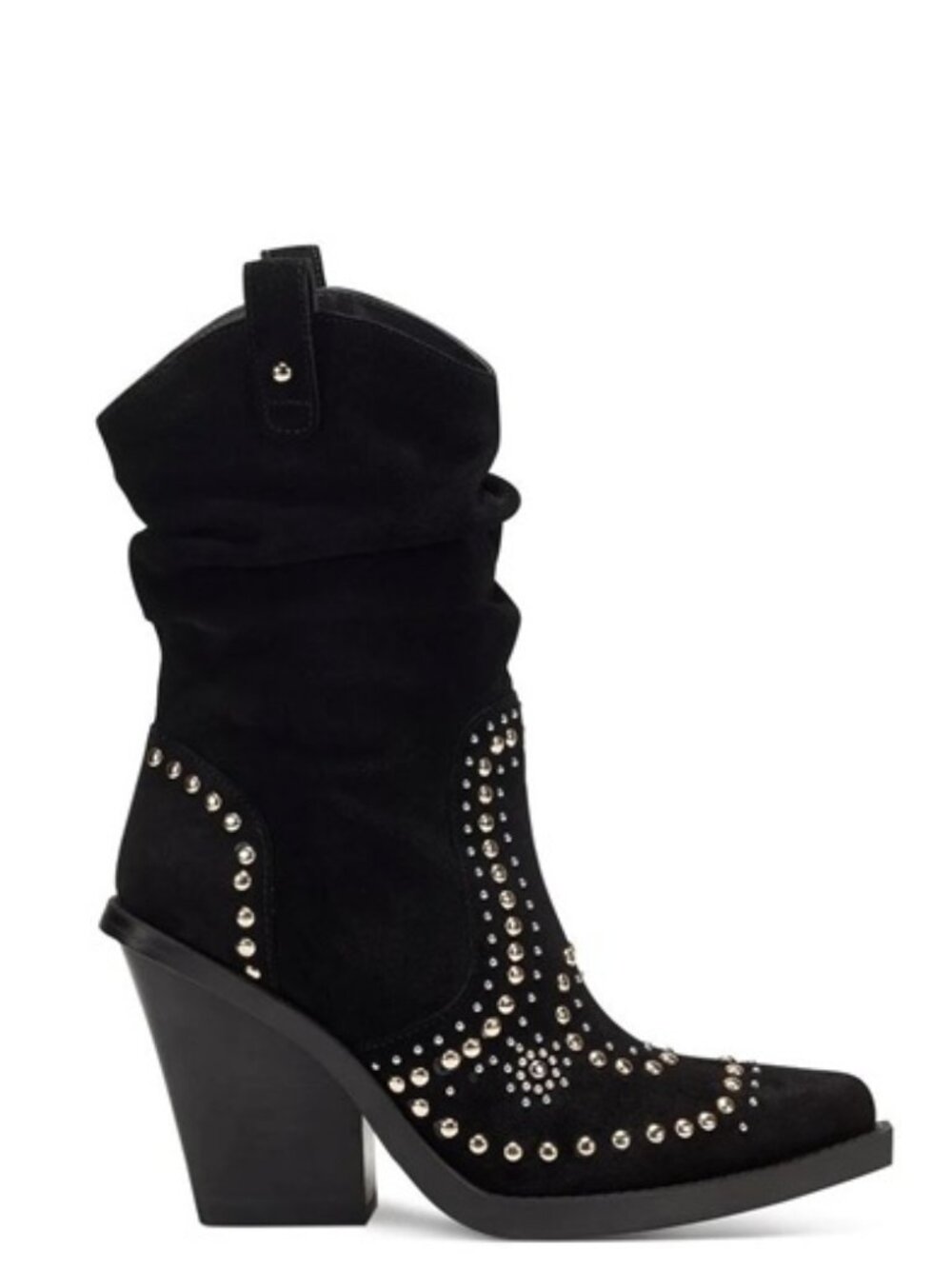 Jessica Simpson Larna Black Suede Studded Western Boots, 7.5